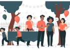 Une fête conviviale dans un parc